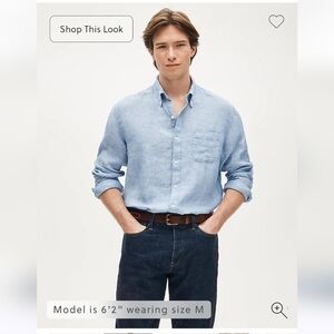 NWT J.Crew Men"s Baird McNutt Irish linen Stripped Button-Up Shirt Sz L $118